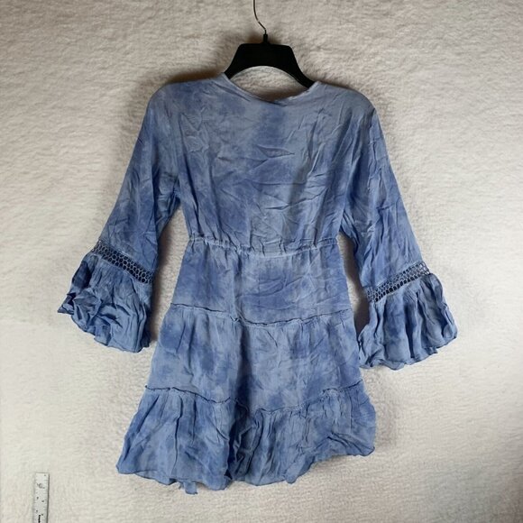 Raviya Swimsuit Cover-Up Womens Small Ocean Tie Dye 100% Rayon Bell-Sleeve S9502 - Picture 2 of 8